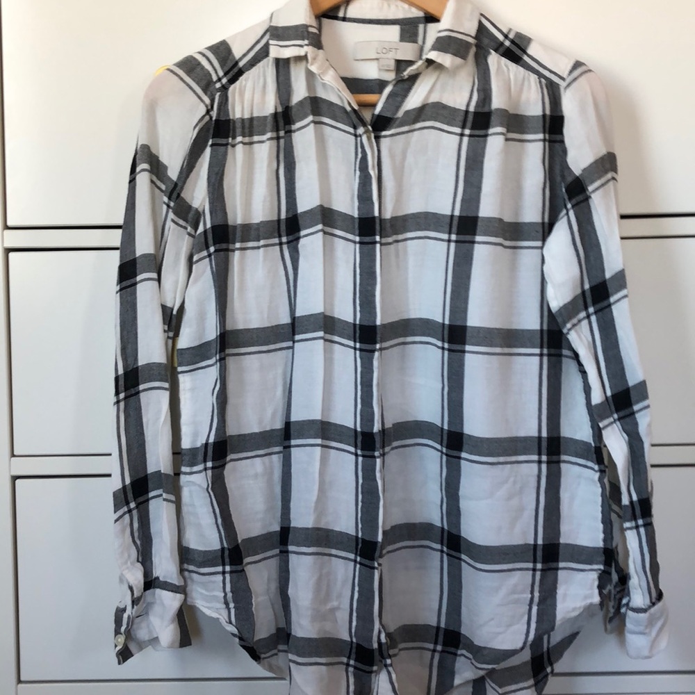 Loft Cotton Plaid tunic XS